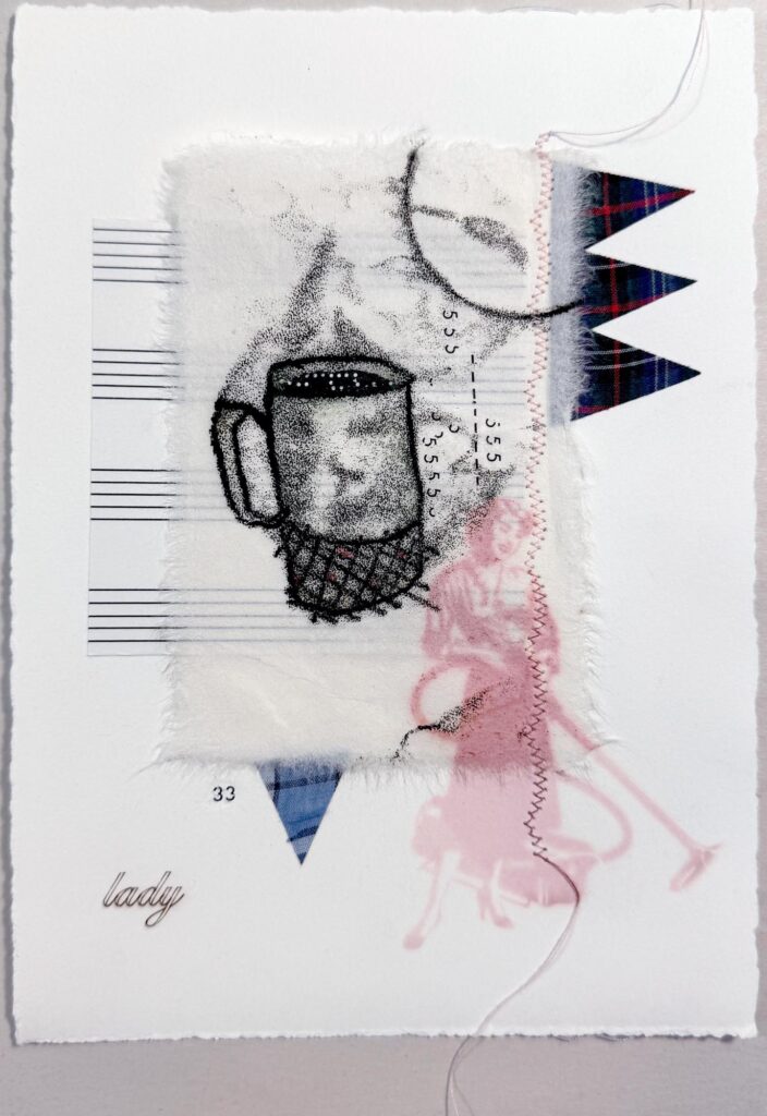 mixed-media print & collage with sewing