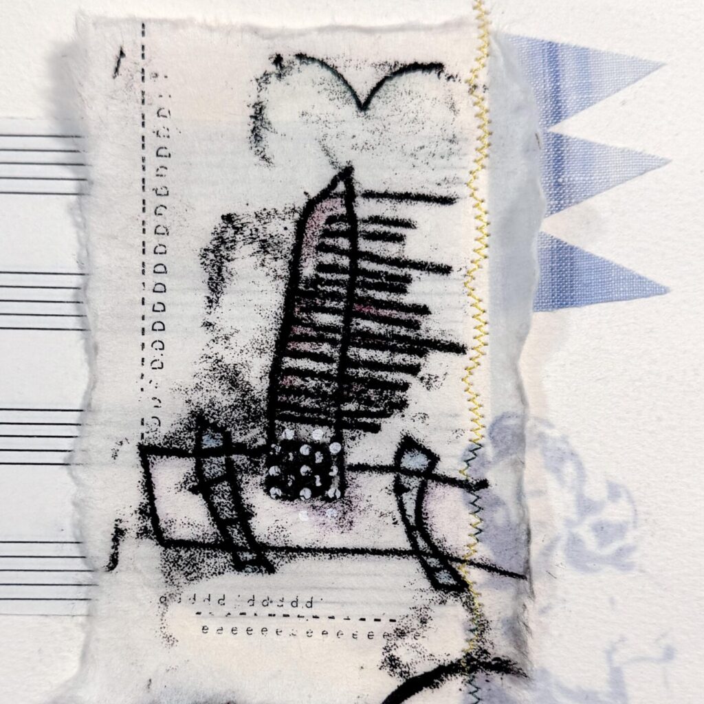 mixed-media print & collage with sewing