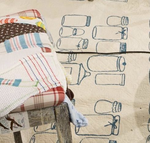 mixed-media installation - collage, monoprint, sewing with lamp, two chairs, two tables, audience participation archive